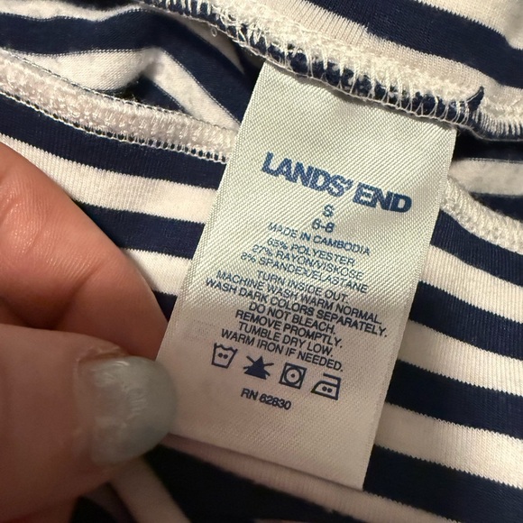 Lands' End Navy and White Striped Capris - Picture 3 of 8